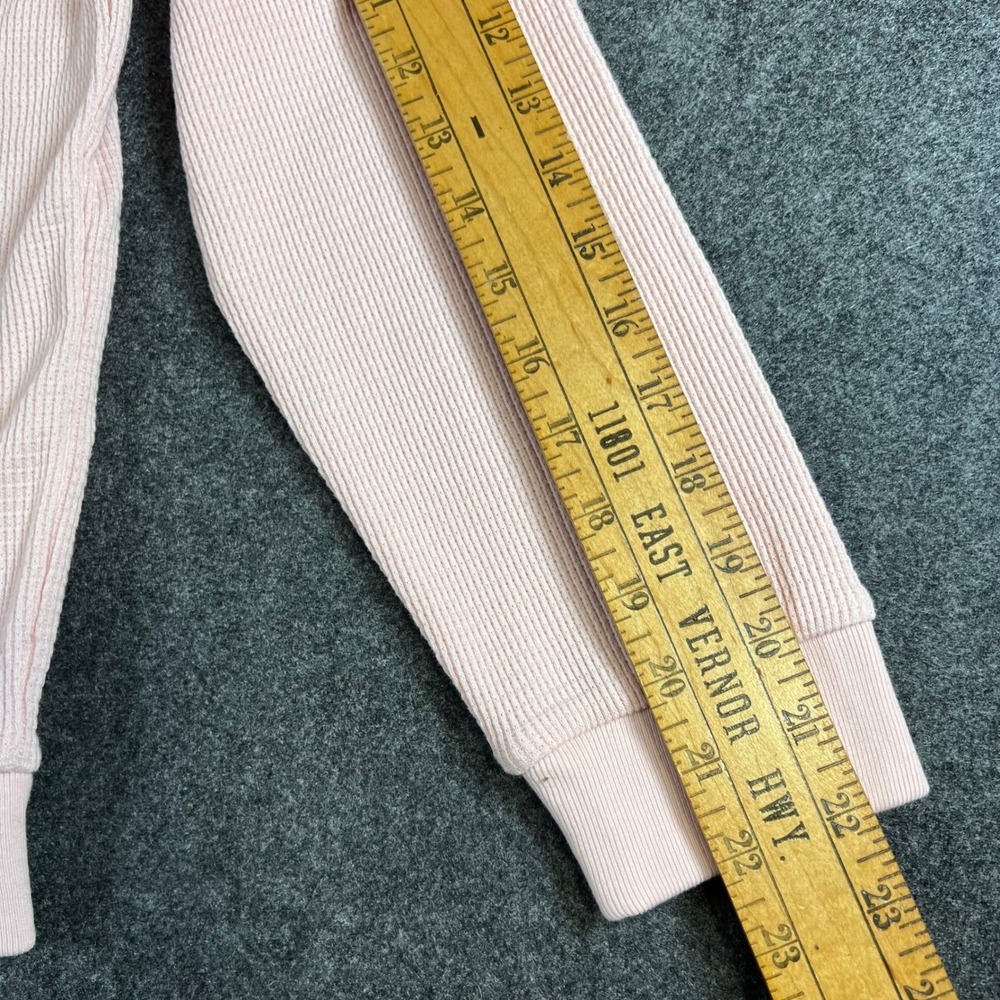 GapBody Womens Pink Waffle Knit Henley Long Sleeve Lounge Top Medium New - Picture 7 of 11
